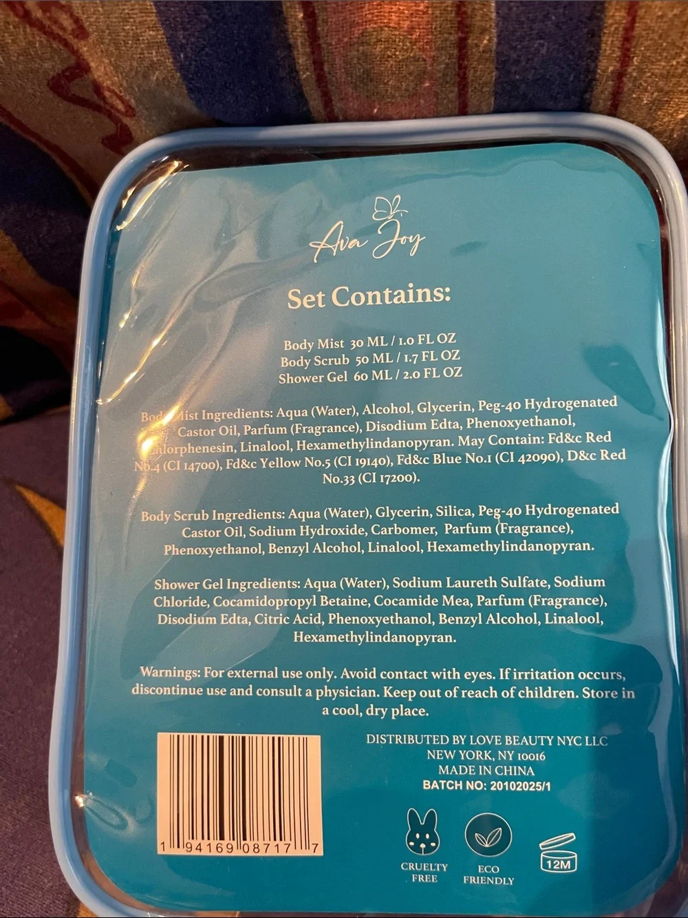 Ava Joy Travel Bath Set Ocean & Coconut- Teal Case